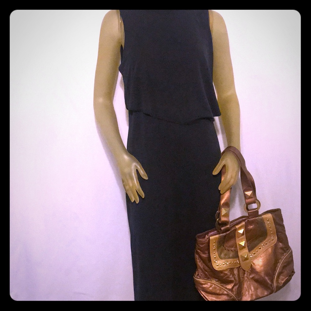 Charm and Luck gold soft calf leather hobo